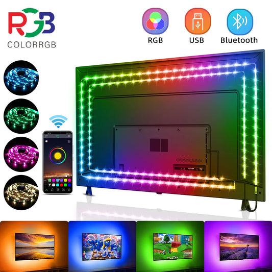 ColorRGB 5050 LED szalagfény Bluetooth App 5V USB LED szalag Rugalmas TV háttérvilágításhoz 16 millió szín