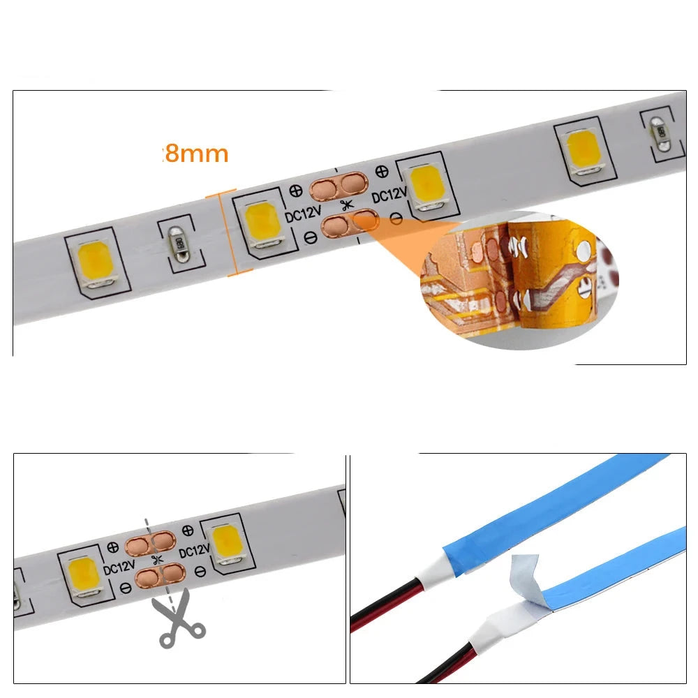 | ⚡🔌 Újdonságok, LED szalag 4040 5050 DC12V 60LED/m 6W/m Rugalmas LED lámpa. RGB 5050 LED szalag 300LED 5m