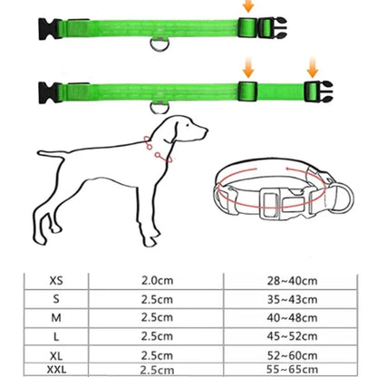 LED-es világító kutyanyakörv, állítható, villogó nyakörv éjszakai lámpatest kistestű kutyákhoz