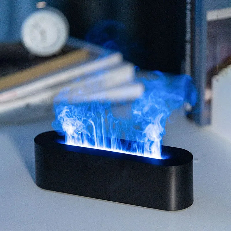 A legújabb RGB Flame aroma diffúzor párásító USB asztali szimulációs fény aromaterápiás légtisztító hálószobába 7 színnel