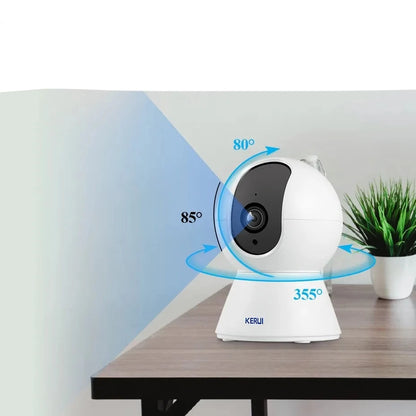 KERUI Tuya Okos Mini WiFi IP kamera beltéri vezeték nélküli otthoni biztonsági AI Human Detect CCTV megfigyelő kamera 2 MP automatikus nyomkövető.