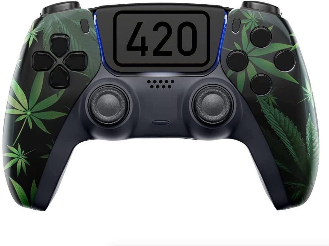 Custom Wireless UN-MODDED PRO Controller Compatible with PS5 Exclusive Unique Design (420 Black)